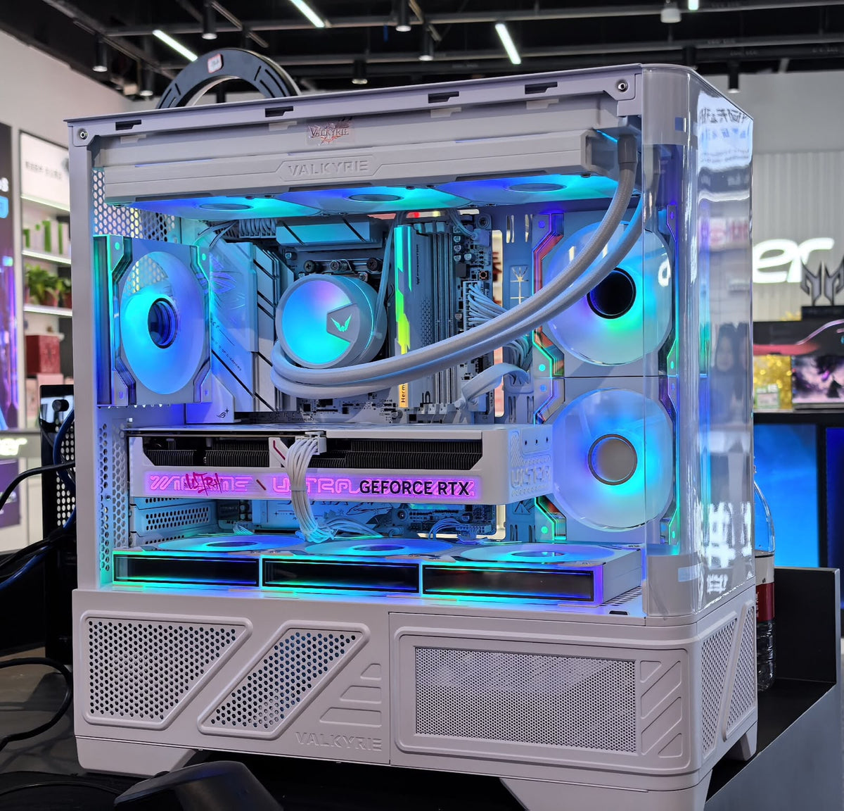 White Gaming PC with RGB Fans – Valkyrie VK03M Style